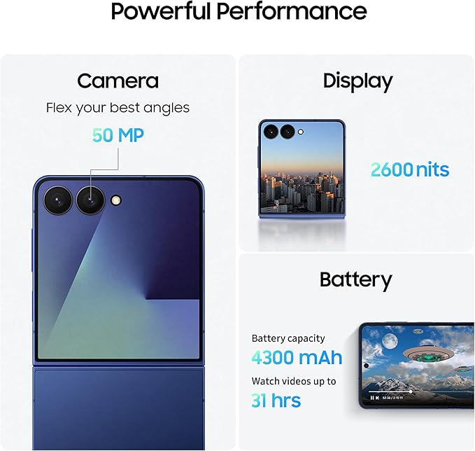 Samsung Galaxy Z Flip7 5G – Foldable Smartphone UAEMobilesFlip into the future with the Samsung Galaxy Z Flip7, the latest AI-powered foldable phone that blends iconic design with next-gen performance. Now available in a striking Blue Shadow, Coral Red an